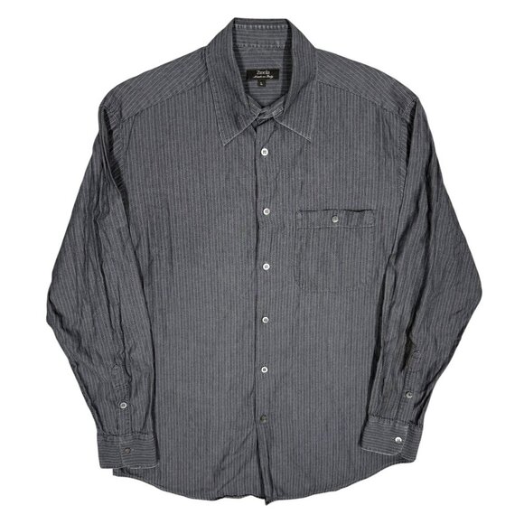 Zanella Other - Zanella Dress Shirt Made in Italy Herringbone Black Cotton Large